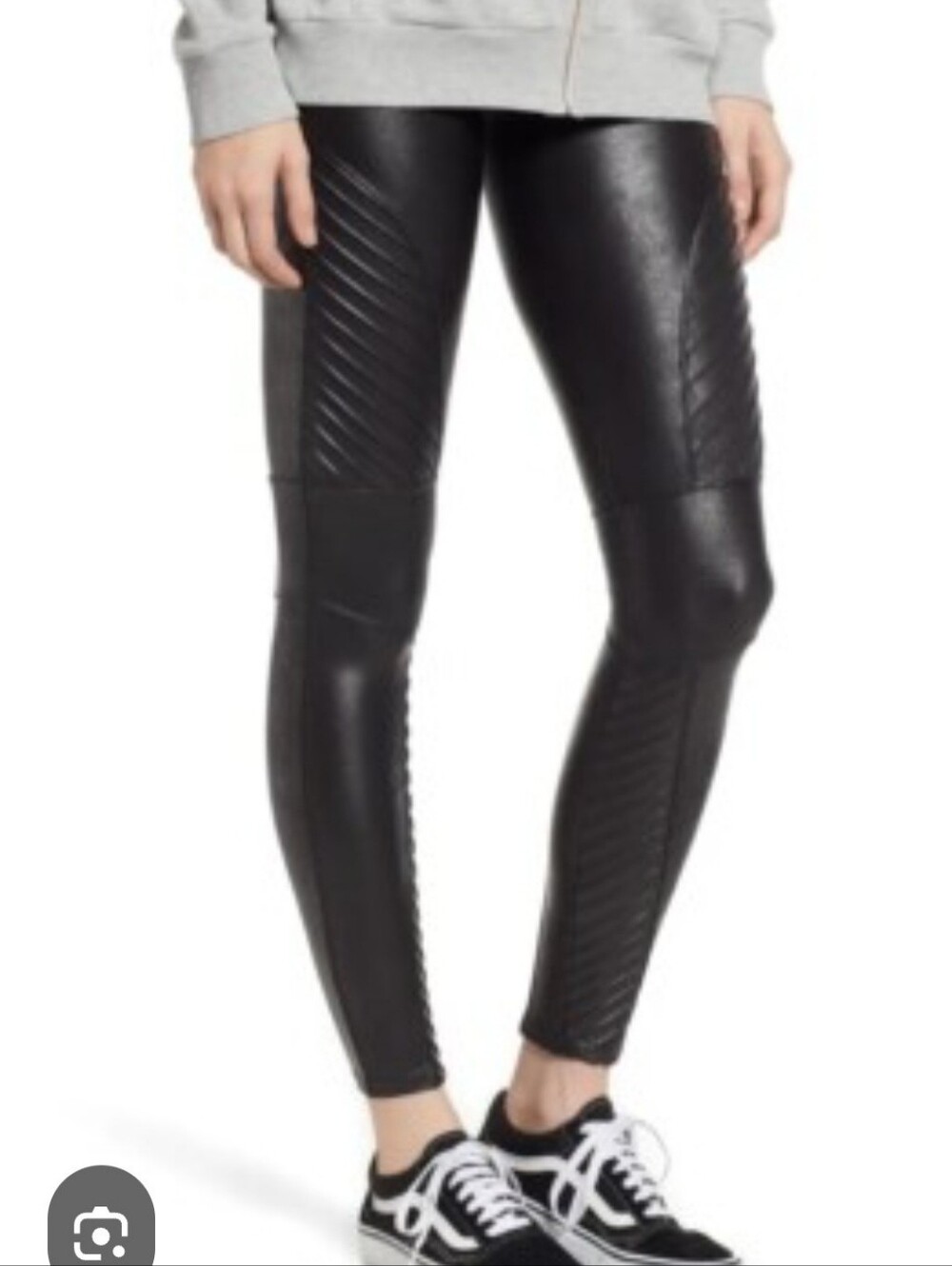 SPANX Faux Leather Moto Leggings – Black – Size Medium